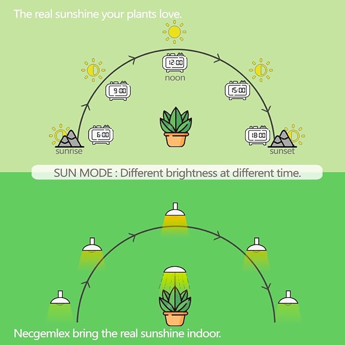 Smart LED Grow Light Bulbs with Remote Controller, Sun Mode, Built-in Daily Auto Timer, 4500K, A21/A70 E26/E27 9W Dimmable Full Spectrum Grow Bulbs for Indoor Plants, 2 Pack