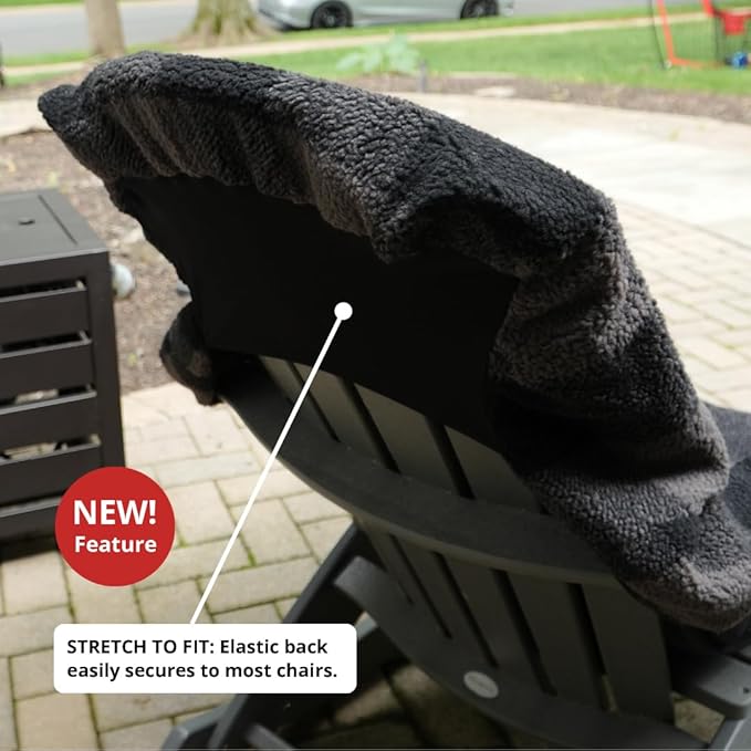 CITYBONFIRES The Chair Blanket – Reversible, Waterproof & Sherpa-Lined - Stretchable Elastic Back - Original Patio Chair Cover – Ideal for Homes and Outdoor Furniture- with Carry Pouch – Grey Plaid