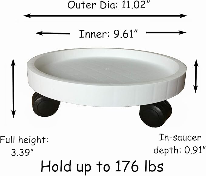 2 Pack of 11 Inch Heavy Duty Plant Caddy with Wheels,Rolling Plant Stand Pot Trolley,Wheeled Planter Saucer Tray,Potted Flower Mover Dolly with Casters Round Coaster for Indoor Outdoor