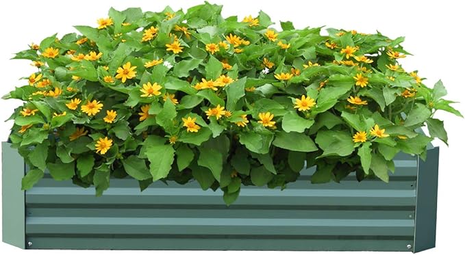 Aoodor 4 x 2 x 1 ft Raised Garden Metal Bed, Mini Greenhouse Kit with 2 Roll-up Zipper Doors, for Vegetables, Herbs and Flowers