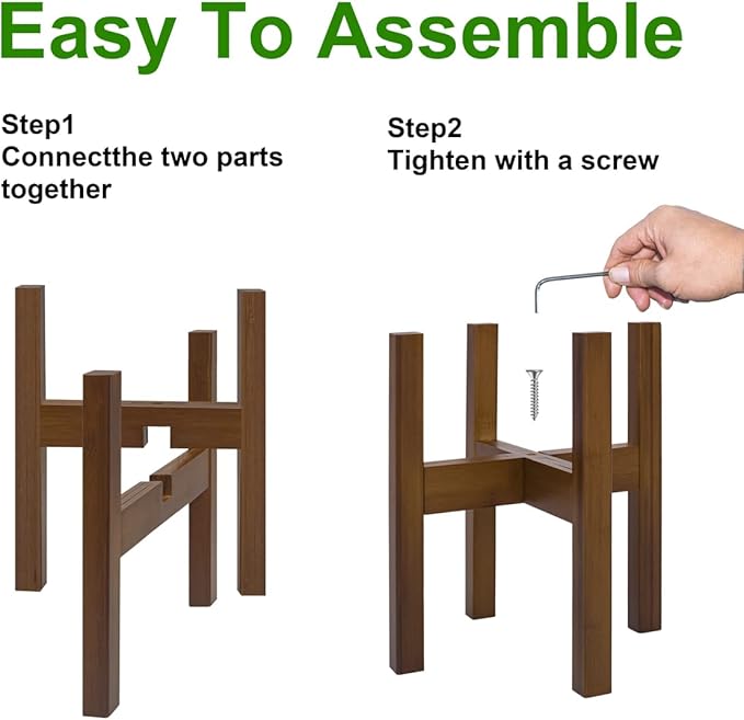 Adjustable Plant Stand Indoor,Bamboo Mid Century Modern Plants Stands, Stable Plant Holder,Fit 8 9 10 11 12 inch Pots (Pot & Plant Not Included)