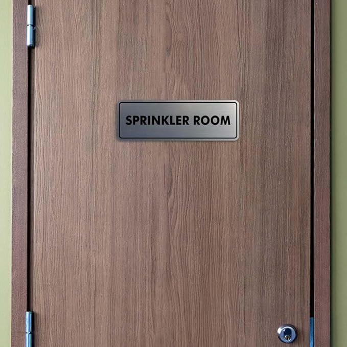 Signs ByLITA Standard Sprinkler Room Sign (Navy Blue/Gold) - Large 2 Pack