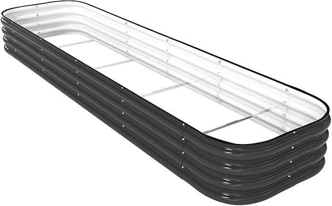DaisyVibe Raised Garden Bed Kit, Planter Raised Garden Boxes Outdoor, Oval Large Metal Raised Garden Beds for Vegetables Flowers (Grey, 8ftx2ftx1ft)