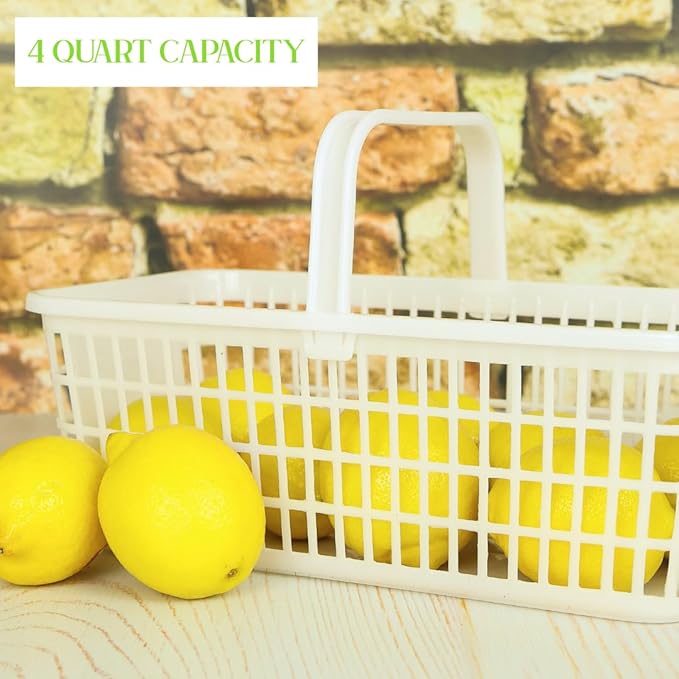 6 Pack – 4 Quart/Half Peck White Plastic Garden Basket for Gathering Vegetables and Fruits – Harvest Apples, Berries, Peaches or Tomatoes