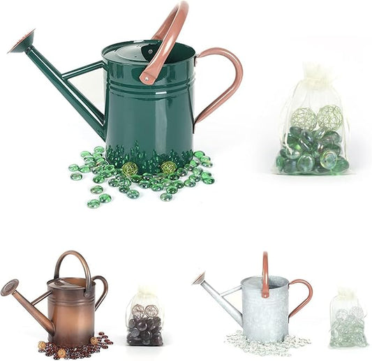 Metal Watering Can for Outdoor Plants, 1 Gallon Galvanized Steel Watering Can with Removable spout for Outdoor & Indoor Use, Perfect for Garden Flower, Houseplants, Forest Green