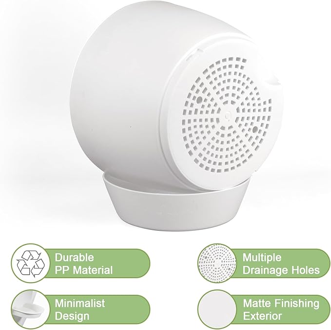 12/10/9 inch Large Self Watering Pots, Plant Pots with Mesh Drainage Holes for Indoor Outdoor Garden Plants, Flower Pots with Removable Deep Reservoir, Set of 3 Plastic Planters, White