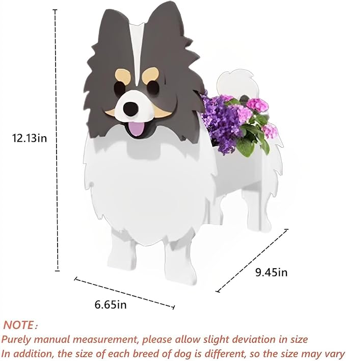 Grey and White Pomeranian Dog Planter Plant Pots,Cute Garden Dog Flower Planter,Dog Planters Birthday Gifts for Women,Office,Indoor/Outdoor Decor（9.45 * 6.65 * 12.13in）