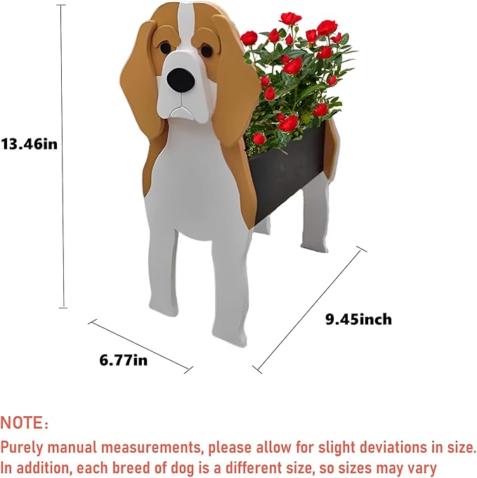 Beagle Dog Planter Plant Pots,Cute Garden Dog Flower Planter,Dog Planters Birthday Gifts for Women,Office,Indoor/Outdoor Decor（9.45 * 6.77 * 13.46in）