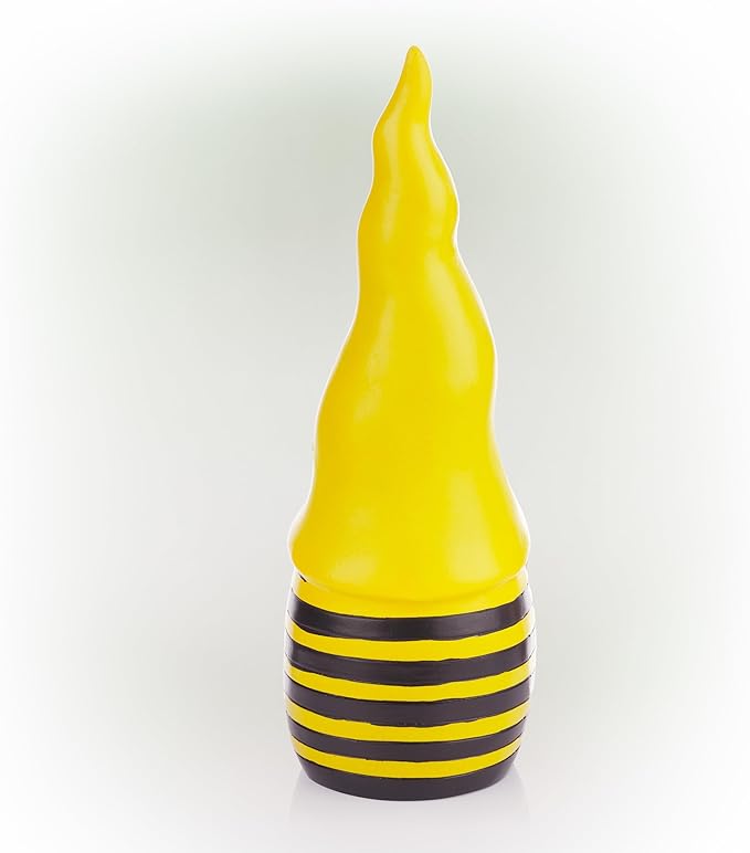 Alpine Corporation 12" H Bee Yourself Indoor/Outdoor Garden Gnome Statue, Yellow/Black