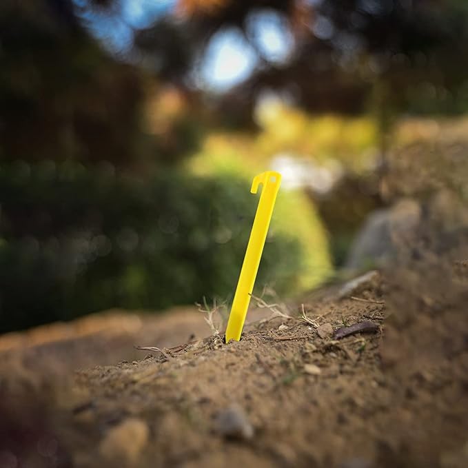 10-Pack Plastic Tent Stakes – 6-Inch Heavy Duty Canopy Anchoring Pegs for Camping, Gardening, Landscaping, Backpacking – Lightweight, Rust-Proof, Reusable Camping Stake