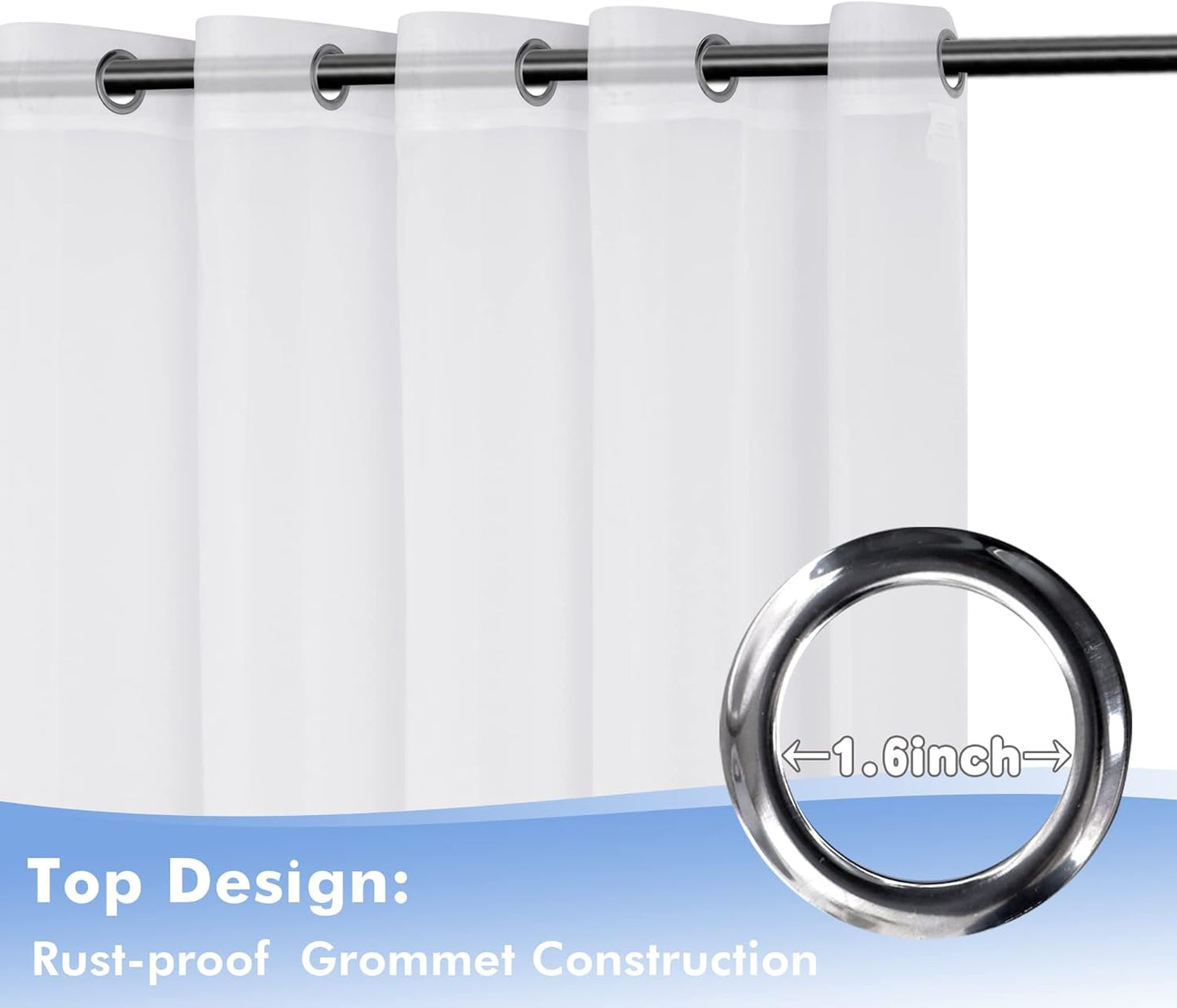 HolidayIdeas White Outdoor Sheer Curtains for Patio Waterproof, 2 Panels - 54 x 108 Inch - Light Filtering Voile Outside Curtains Grommet Drapes for Front Porch, Gazebo, Pergola, Backyard