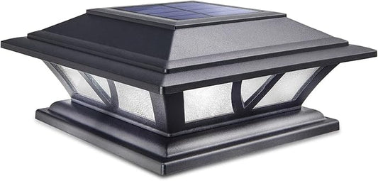 SIEDiNLAR Solar Post Lights Outdoor 2 Modes LED Deck Fence Cap Light for 4x4 5x5 6x6 Posts Patio Garden Decoration Warm White/Cool White Lighting Black (1 Pack)