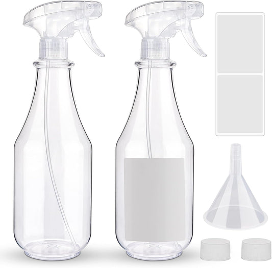 Plastic Spray Bottles Empty Spray Bottle 28.4oz Heavy Duty Spraying Bottles Mist/Stream Water Bottle for Cleaning Solutions, Plants, Pet, Essential Oils, Hair (Clear2)