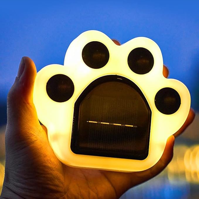 Outdoor Solar Lights, Automatic 7 Color Changing Solar Paw Print Lights, Rechargeable Paw Print Solar Garden Lights Outdoor Waterproof Led Garden Lights Beautiful Solar Powered Outdoor Decor(4 Packs)