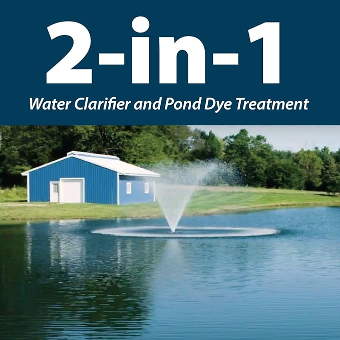 Airmax Pond Dye Plus, Twilight Blue Colorant & Natural Beneficial Bacteria, Large Pond & Lake Water Clarifier & Color Treatment, Shade Plants & Algae from Sunlight, Fish & Livestock Safe, 4 Gallons