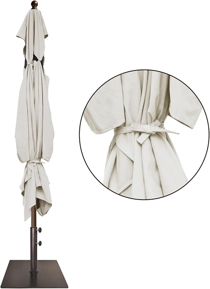 EliteShade USA 10-Year-Non-Fading 6.5x10Ft Rectangular Market Umbrella Patio Umbrella Outdoor Table Umbrella with Ventilation, Natural