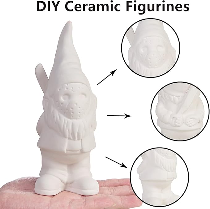 Garden Gnome Ceramics to Paint Garden Gnome Horror Halloween Gothic Indoor Home Decor Gifts Ready to Paint Ceramic