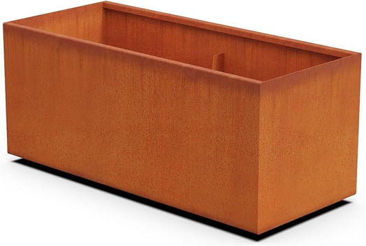 Corten Steel Planter Rectangle Outdoor Metal Garden Box Heavy Duty | Made in USA | Fully Assembled