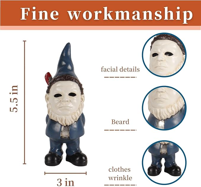Christmas Horror Decor Garden Gnomes Christmas Table Decor Halloween Decorations Indoor Garden Statue Home Decor Horror Movie Merchandise Gifts-Blue