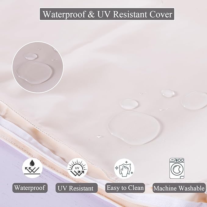 20 x 18 Inch Outdoor Chair Cushions for Patio Furniture, UV Resistant Non Slip Waterproof Replacement Patio Seat Cushion with Ties Set of 2, Beige