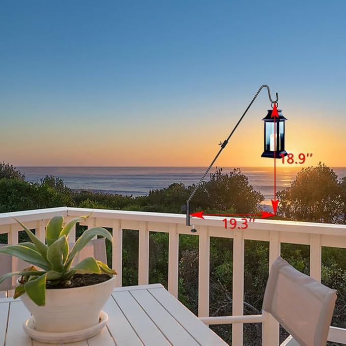 FEED GARDEN 31 Inch Heavy Duty Deck Hook, Non-Slip Clamp, 360 Degree Swivel, Black for Bird Feeders, Planters, Suet Baskets, Lanterns, Wind Chimes, 2 Pack