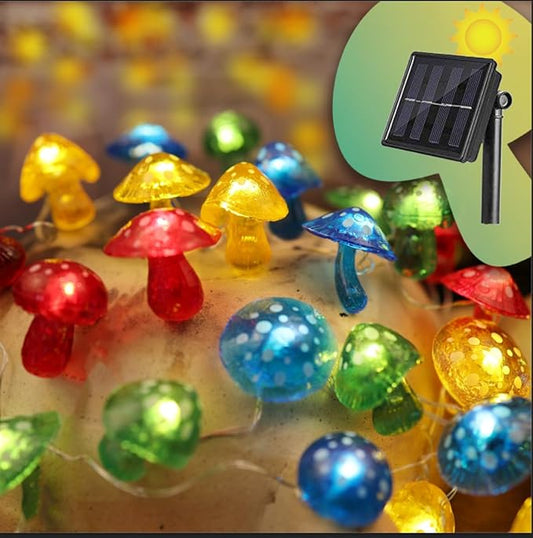 Enchanting 3D Mushroom Solar String Lights - 14ft 40 LED Mushrooms Lights for Outdoor Décor-Solar Fairy Lights for Outside Garden Christmas Spring Summer Décor Balcony Patio Railing Fence