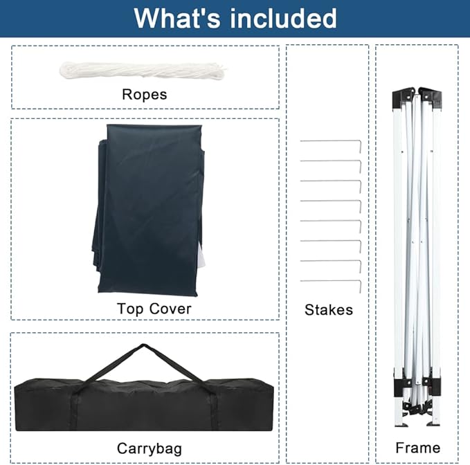 Outvita 6.5x6.5ft Pop Up Canopy Tent, Outdoor Instant Shelter Folding Canopy with Carry Bag for Commercial Events, Party, Backyard BBQ, Camping Blue