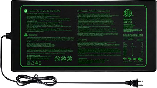 Upgrade 20" x 10" Durable Waterproof Seedling Heat Mat with ETL Certified, Warm Hydroponic Heating Pad for Germination,Indoor Plant Gardening and Cutting, Brewing and Seed Starting Greenhouse
