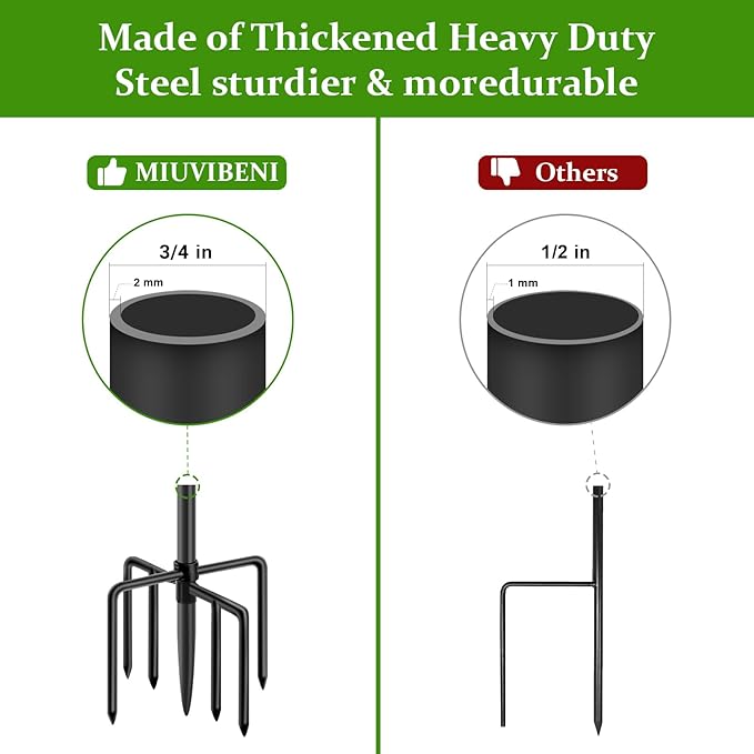 84" Shepherds Hooks for Outdoor with 7 Prongs Base, Heavy Duty Bird Feeder Pole for Hanging Lantern, Hummingbird Feeder, Shepherds Hook for Bird Feeders for Outside, 2 Packs, Black