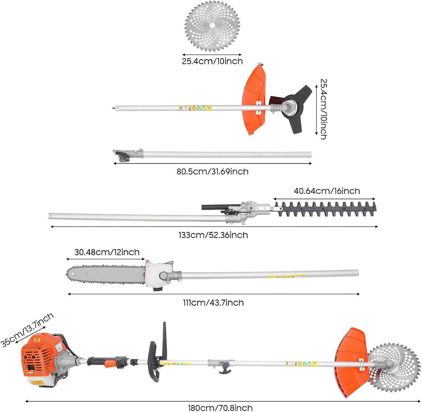 2025 New 52CC 2-Stroke Gas Weed Wacker, 5-in-1 Multi-Functional Lawn Mower Garden Hedge Trimmer String Trimmer Pole Chainsaw with Extension Pole, Weed Eater for Grass and Bush