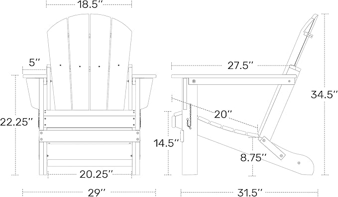Westin Outdoors Laguna WO Outdoor Adirondack Folding Patio Chairs 8 PCS Set Retro Beach Aesthetic for Backyard, Lawn, Patio, Deck, Garden, Weather Resistant Polyethylene Plastic Lounger (W W)