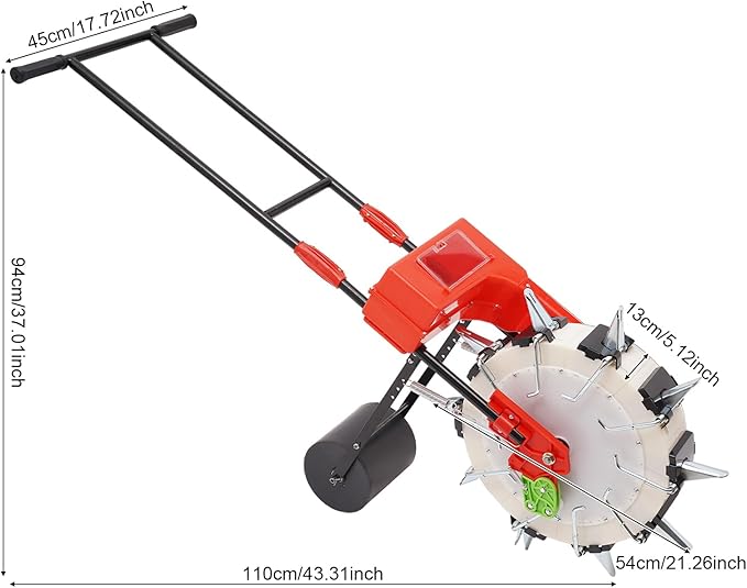 Garden Seeder, Manual Seeder Hand Seed Spreader Handheld Seeding Machine with 10 Seeding Nozzles, Hand-Push Roller Seed and Fertilizer Applicator for Planting Corn Soybean Peanut