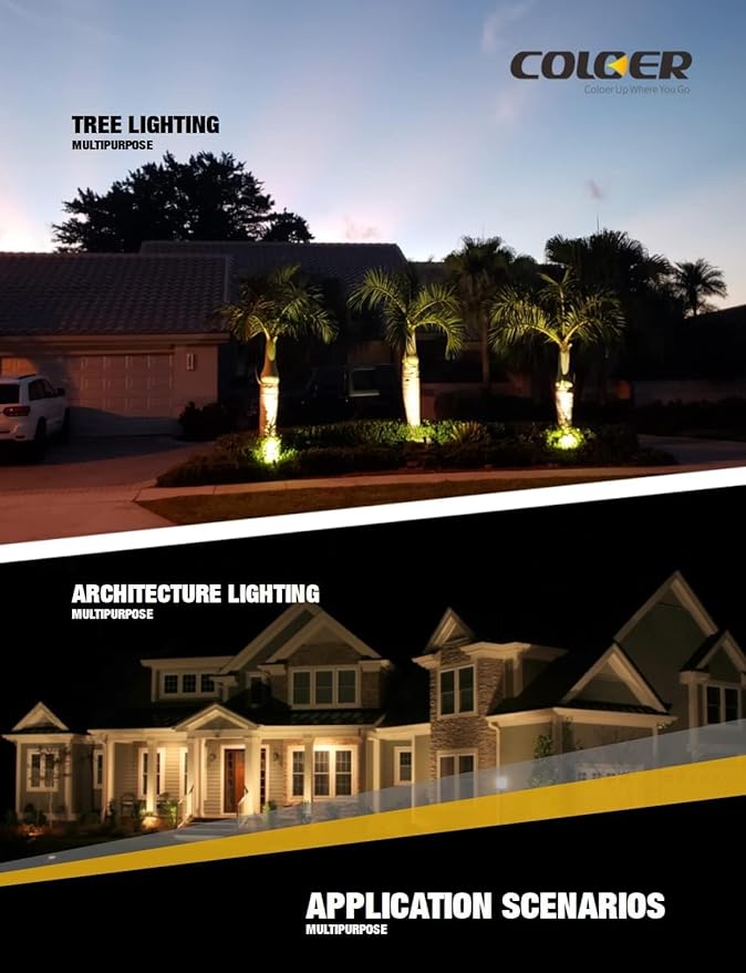 COLOER Brass Low Voltage Landscape Spotlight Fixture(Black) 10-Pack Without Bulb,12V AC/DC Outdoor Spot Lights for Yard, Directional Garden Patio Spot Up Light(101B-Black)