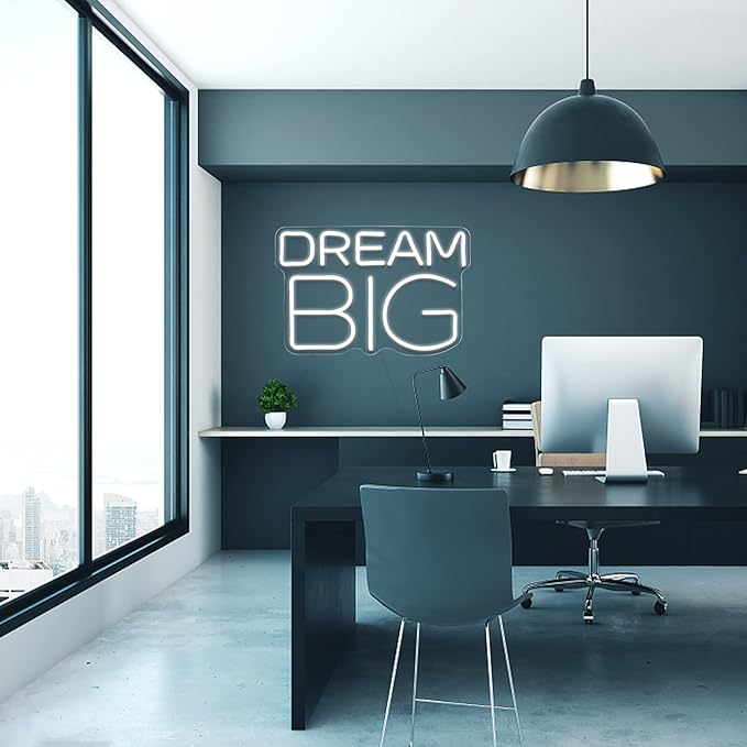 Dream-Big Neon Sign For Wall Decor In Bedroom or Bar,Dream Led Neon Sign For Birthday Gifts,Festivals Decoration,Party Sign Hang on Wall 15 * 9.8inches