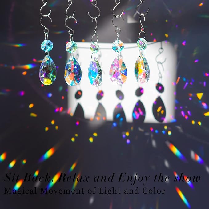 20 Pieces 38mm Crystal Prisms Chandelier Rounded Pear Ornament Pendants Crystal Beads Hanging Glass Crystal Chandelier Prisms for Wedding Party Tree Garlands Decoration DIY Jewelry