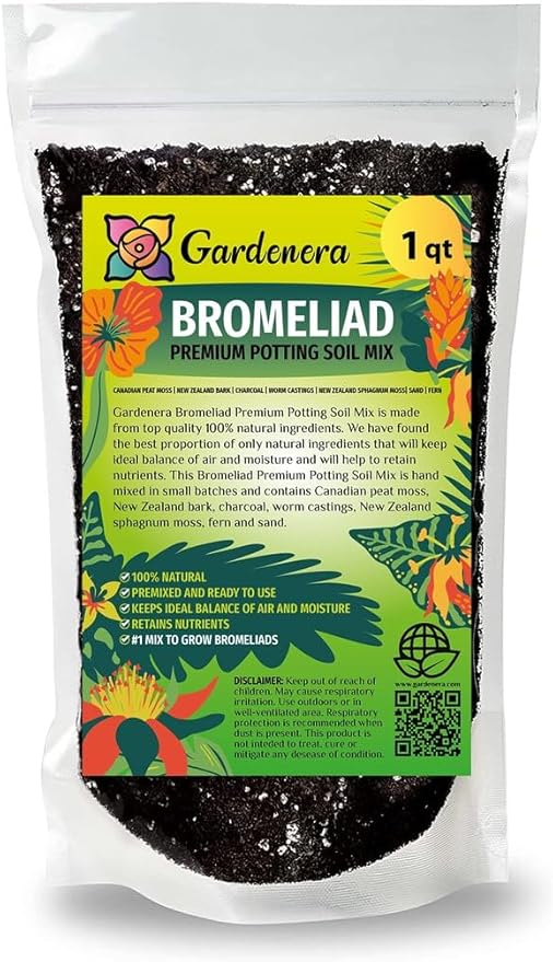 Premium Bromeliad Potting Mix - Nourish Your Bromeliads for Vibrant Growth and Stunning Colors - 1 Quart