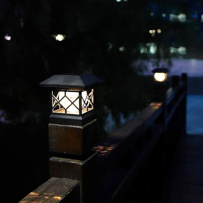 TWINSLUXES Solar Cap Lights Outdoor - Waterproof LED Fence Solar Lights for 3.5x3.5/4x4/5x5 Wood Posts in Patio, Deck or Garden Decoration 2 Pack