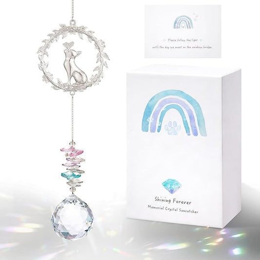 Cat Memorial Suncatcher - Lost of Cat Bereavement Gift Idea, Cat Loss Sympathy Gifts, Pet Memorial Gifts, Thoughtful Cats Remembrance Sun Catcher, Passing Away Remembrance Memory Gift