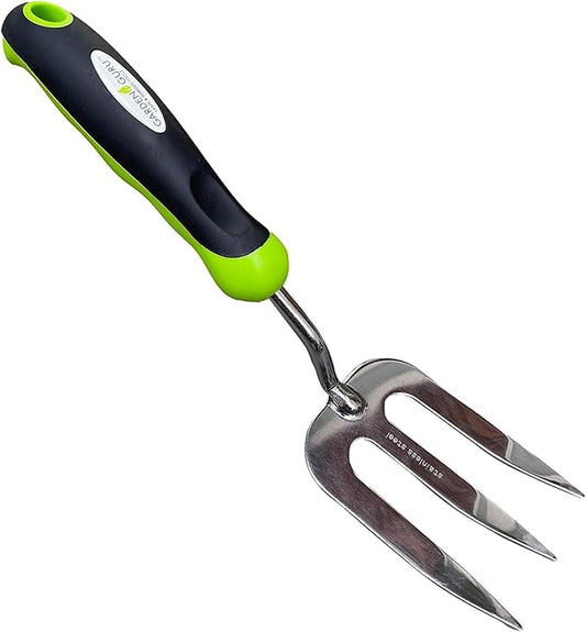 Garden Guru Stainless Steel Hand Weeder Fork Tool – Rust Resistant Stainless Steel – Ergonomic Handle – Great for Planting, Spreading Mulch, Weeding, Loosening & Transplanting Soil