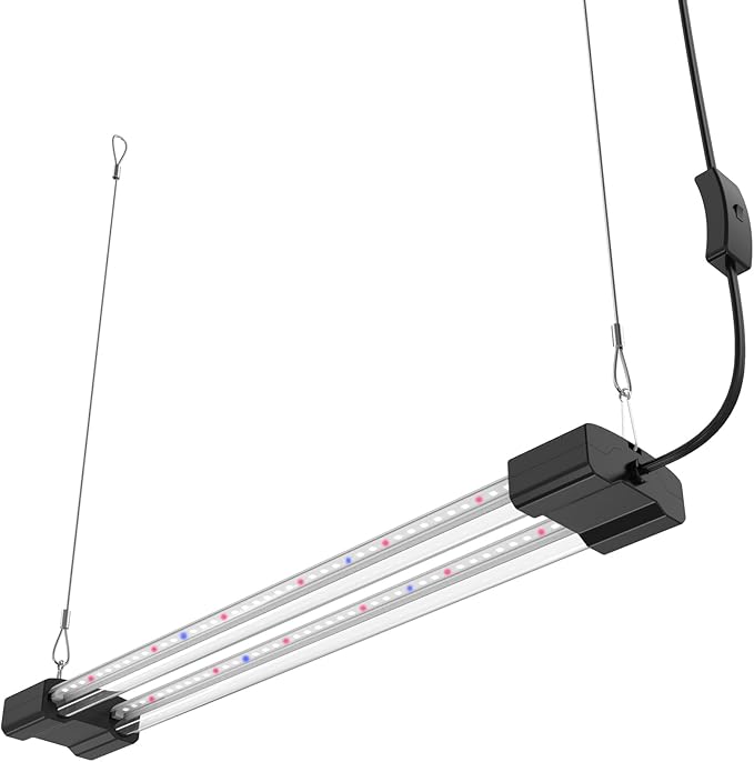 DYMOND BoostGro LED Seed Starter Grow Light Full Spectrum Linkable 5000k Daylight + 660nm Red + 450nm Blue Indoor Plant Lighting Fixture (2 FT, Black)