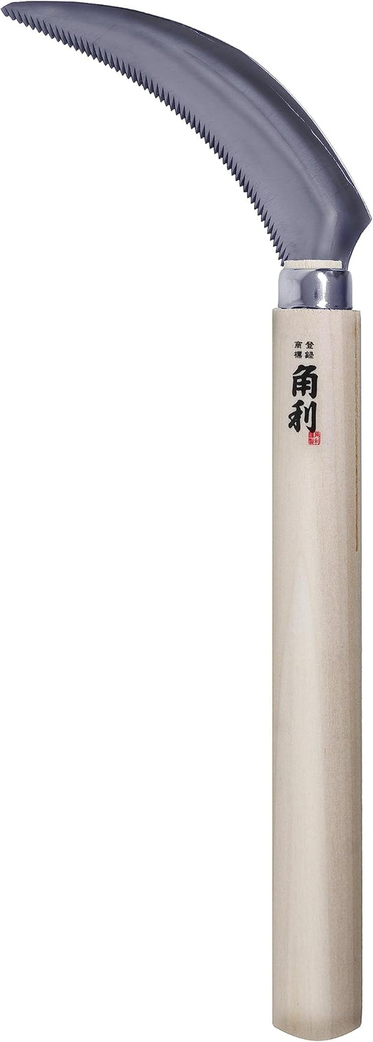 KAKURI Japanese Weeding Sickle Garden Tool 4.7" [Serrated Blade] Made in Japan, Garden Hand Weeder for Weed Removal, Razor Sharp Japanese Stainless Steel Blade