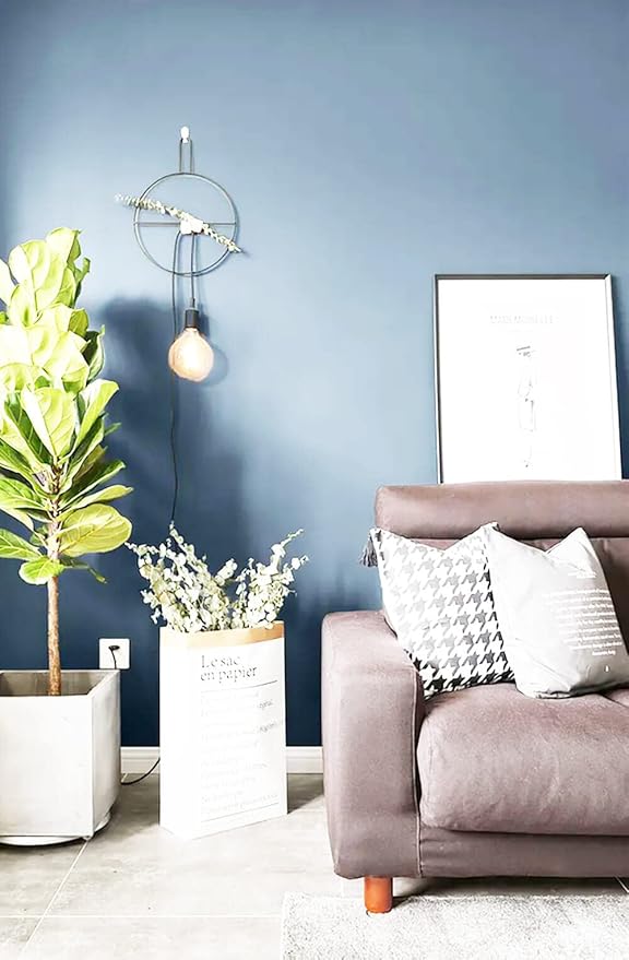 Dimoon 118''x17.7'' Blue Peel and Stick Wallpaper Contact Paper Modern Self Adhesive Wall Paper Removable Renter Friendly Textured Solid Color Shelf Cabinet Vinyl Roll (118''x17.7'',Light Grey Blue)