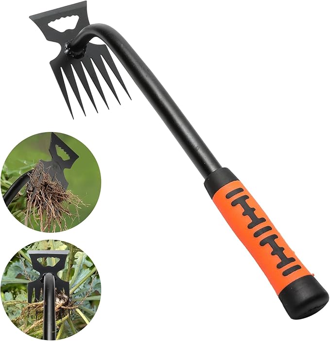 Gardening Hand Weeder Tools, Weeding Artifact Uprooting Weeding Tool, Durable Manganese Steel Hand Weeder Tool, Manual Multifunctional Weeders Gardening Tools for Yard and Garden (6 Teethes)