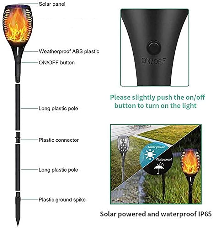 YoungPower Solar Outdoor Torch Lights Flicking Flame,Outdoor 43" Large Landscape Lighting Outdoor Path Lights Waterproof Flame for Garden Yard Patio, 4 Pack