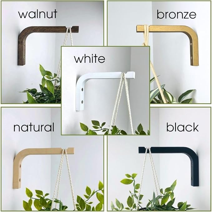 2-Piece Set of Plant Hooks for Wall 6 inch - Mounted Wooden Plant Hook - Indoor and Outdoor Bracket Plant Hanger for Planters, Lanterns, Bird Feeders, Patio Decorations (Natural)