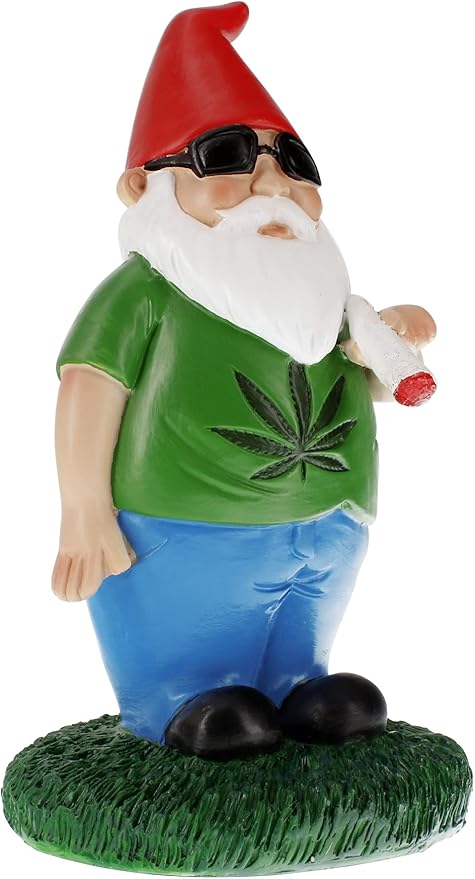 Gnometastic Gnomes Smoking Gnome, 8.5in, Hippie Gnome, Indoor Outdoor Funny Garden Gnomes Decoration for Yard, Planter, Lawn Ornament, Patio and Home Decor