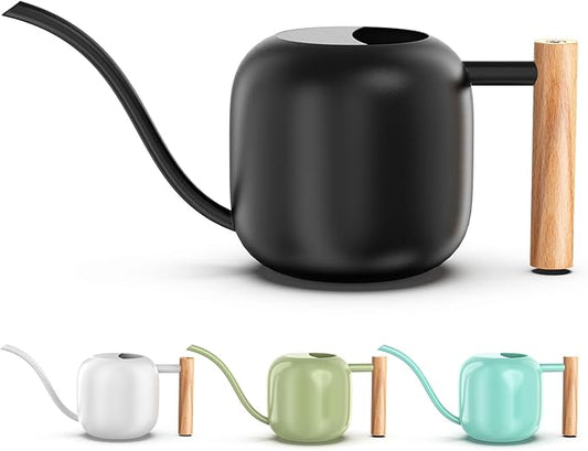 Green Moon Water Can Indoor Plant Black 1.2L/41oz with Long Spout Small Water Can Metal Watering Can Pot for Indoor House Plant Bonsai Outdoor Garden Flowers Decorative