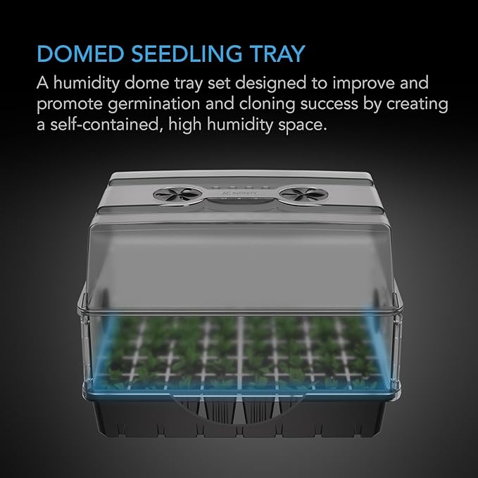 AC Infinity Humidity Dome, Germination Kit with Sturdy Drip Tray, 5x8 Cell Seedling Tray, and Vented Height Extension Panels, for Seed Starting, Propagation, Cloning Plants