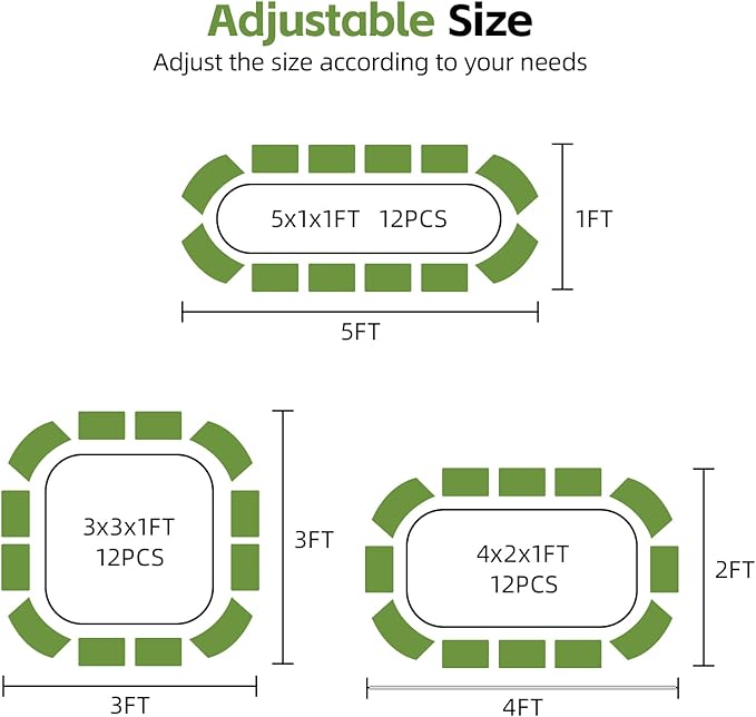 3-in-1 Modular Raised Garden Bed Kit - Adjustable Sizes (4x2x1ft, 3x3x1ft, 5x1x1ft) - Heavy Duty Galvanized Steel Planter Box with Bracing Rods & Gloves for Vegetables, Fruits, Flowers