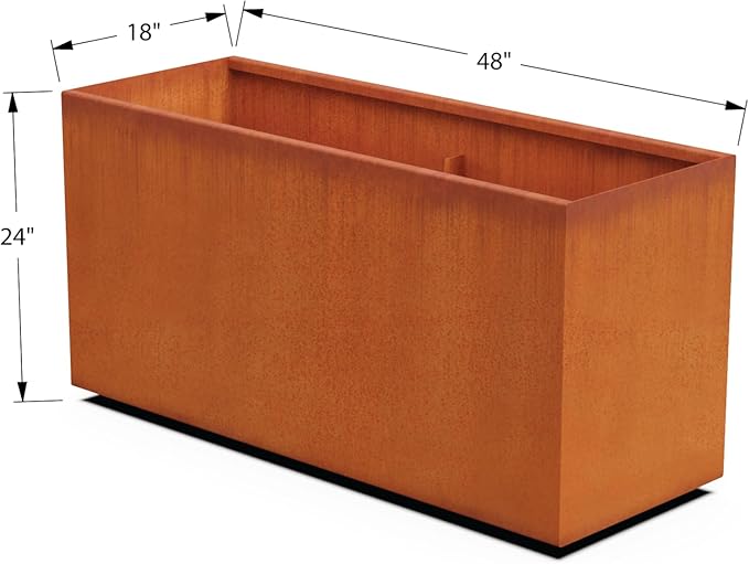 Corten Steel Planter Rectangle Outdoor Metal Garden Box Heavy Duty | Made in USA | Fully Assembled